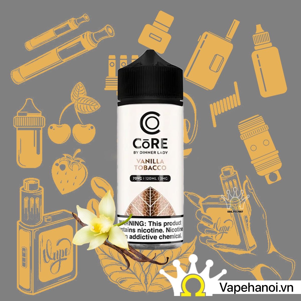 Dinner Lady Core VANILLA TOBACCO (120ML-3MG) Chính hãng