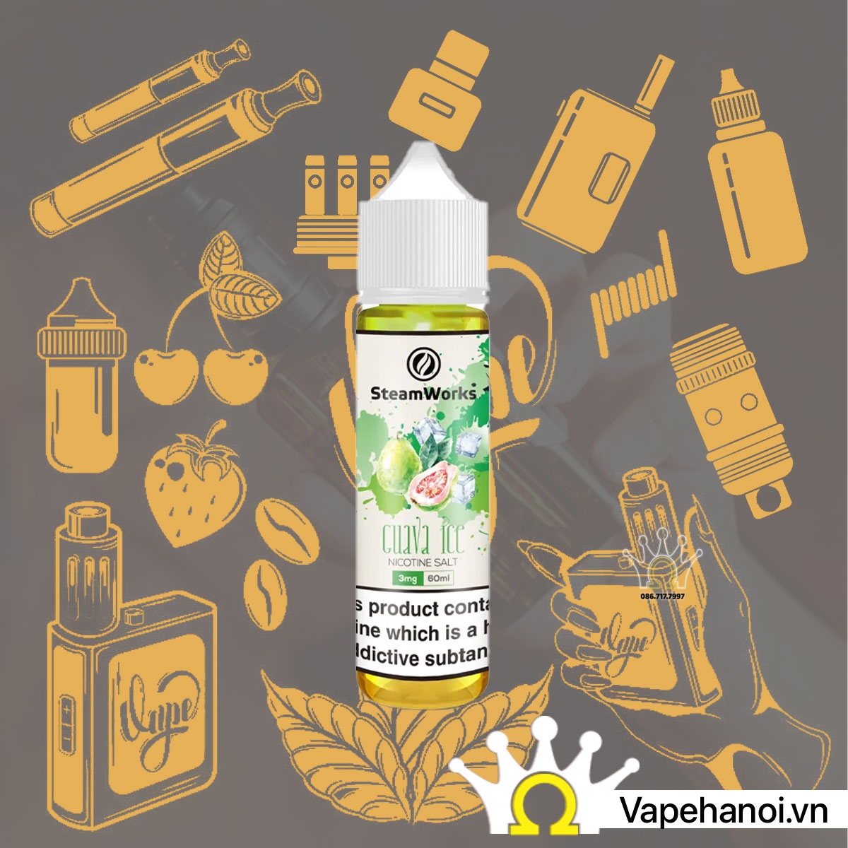 Tinh Dầu Freebase SteamWorks Ổi Lạnh 60ml (3mg) Chính Hãng