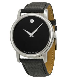 Museum Black Dial Black Leather Strap Men's Watch