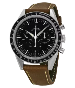 Speedmaster Moonwatch Black Dial Brown Leather Men's Watch