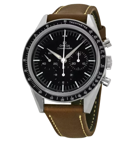 Speedmaster Moonwatch Black Dial Brown Leather Men's Watch