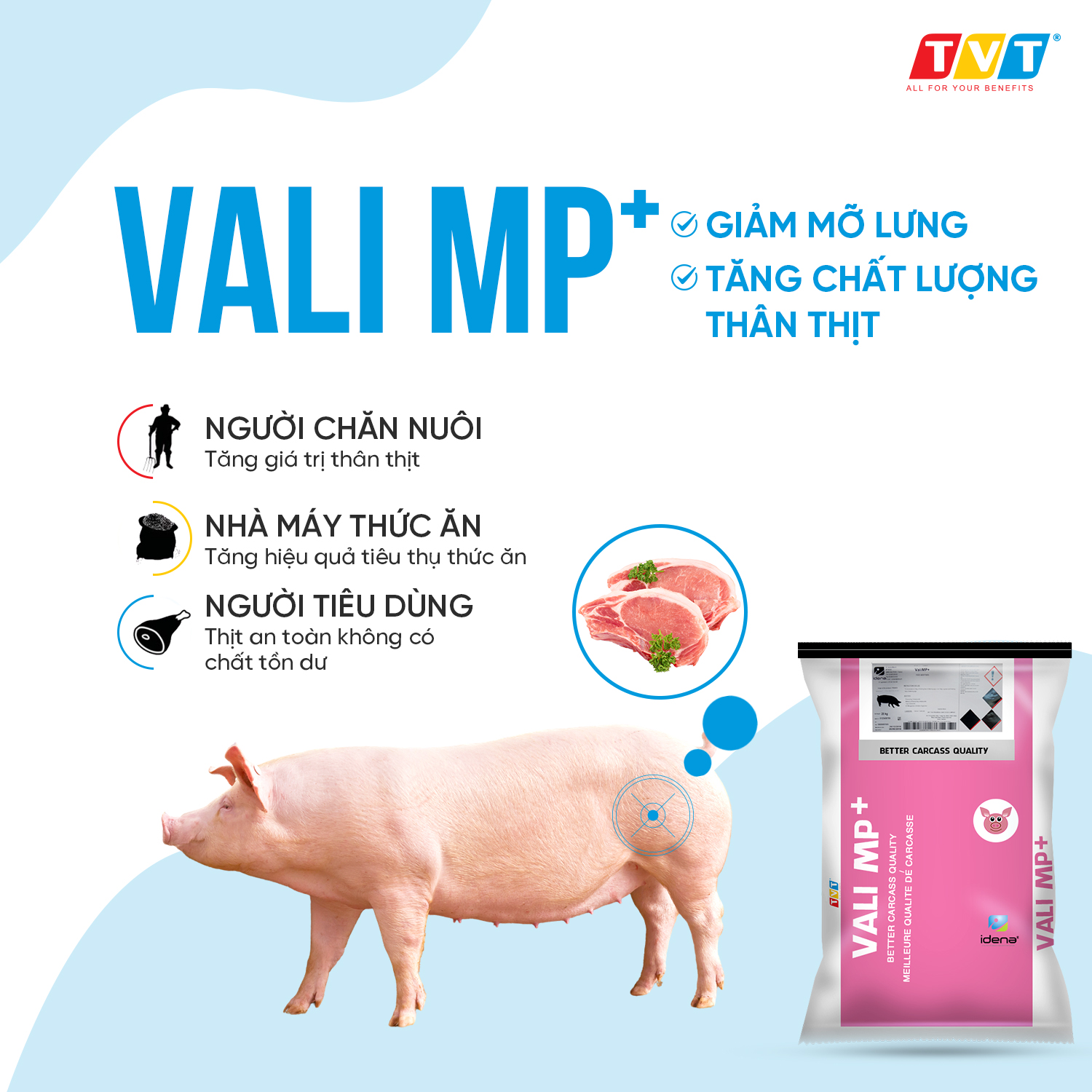 Vali MP+ Giải pháp hoàn hảo cho thịt heo chất lượng cao