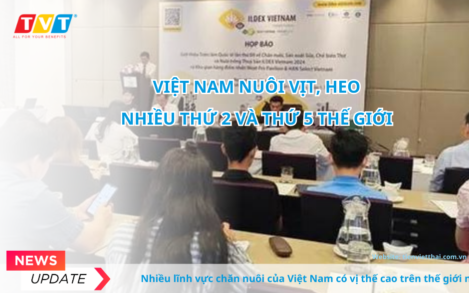 Việt Nam nuôi vịt, heo nhiều thứ 2 và thứ 5 thế giới