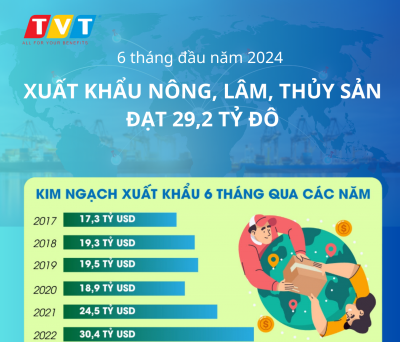 Xuất khẩu nông, lâm, thủy sản đạt 29,2 tỷ USD 6 tháng đầu năm 2024