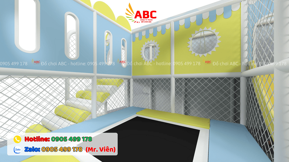 Sàn nhún trampoline không thể thiếu trong các khu vui chơi