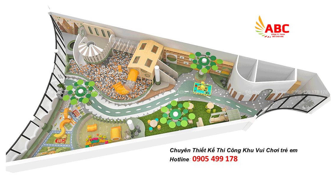 Mẫu khu vui chơi trẻ em trong nhà cho trường mầm non
