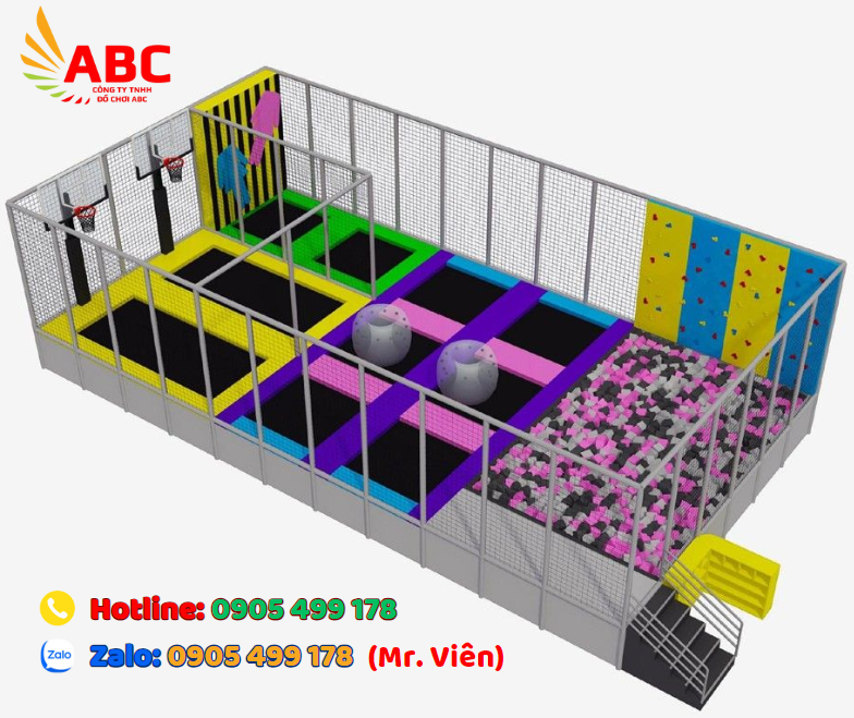 Mô hình khu vui chơi sàn nhún trampoline mini