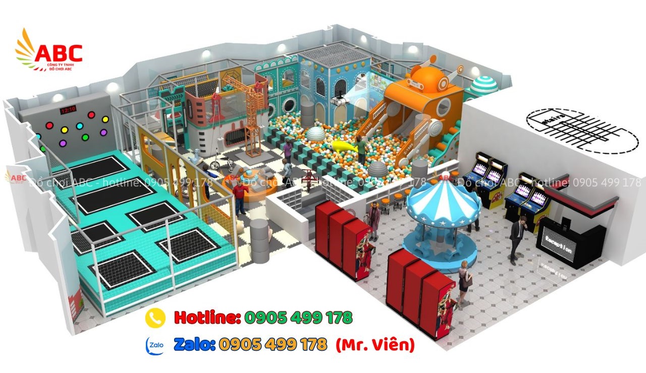 Mô hình khu vui chơi sàn nhún trampoline