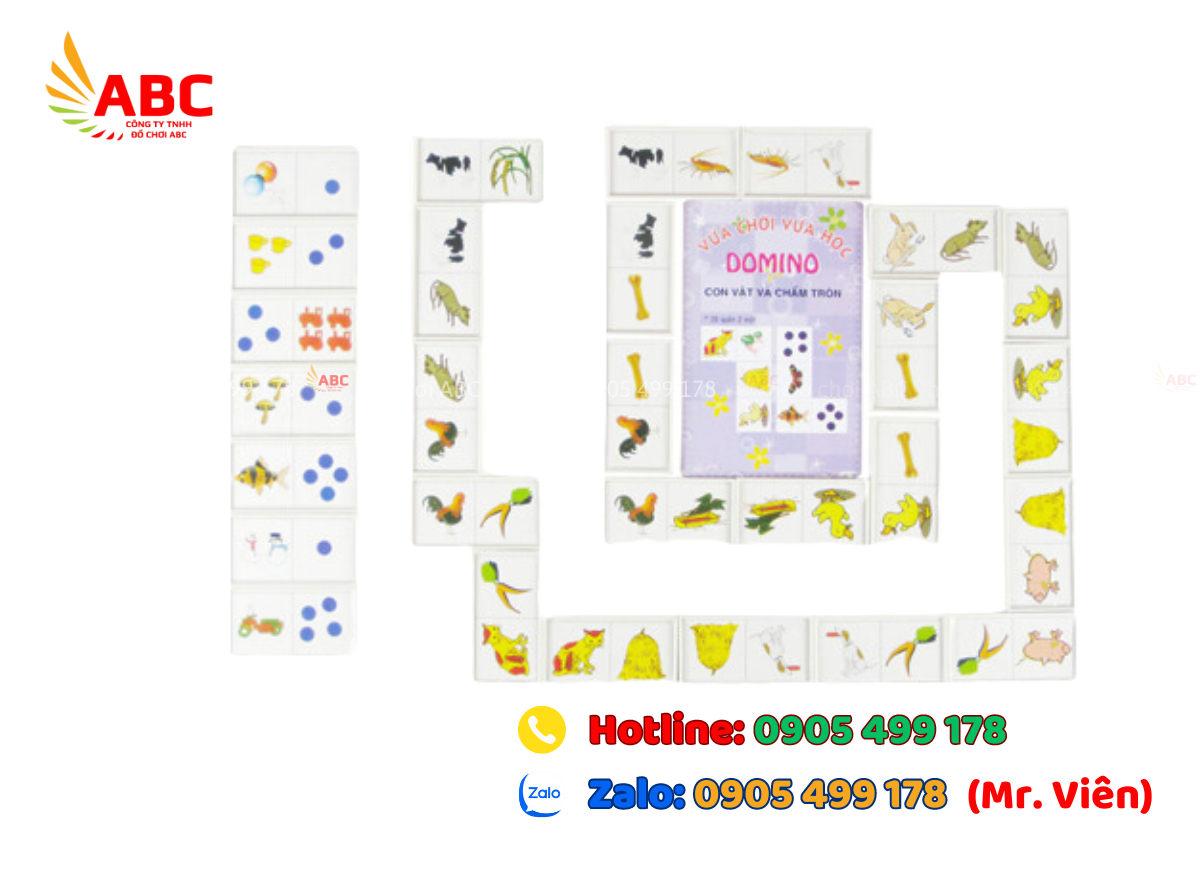Domino con vật và chấm tròn - Thiết Bị Mầm Non