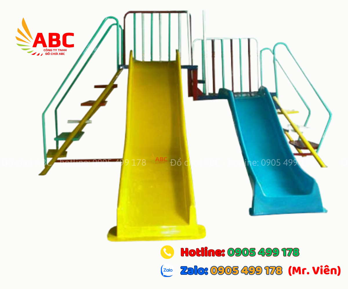 Cầu trượt 2 máng có nhiều màu, có thể làm theo yêu cầu của khách hàng