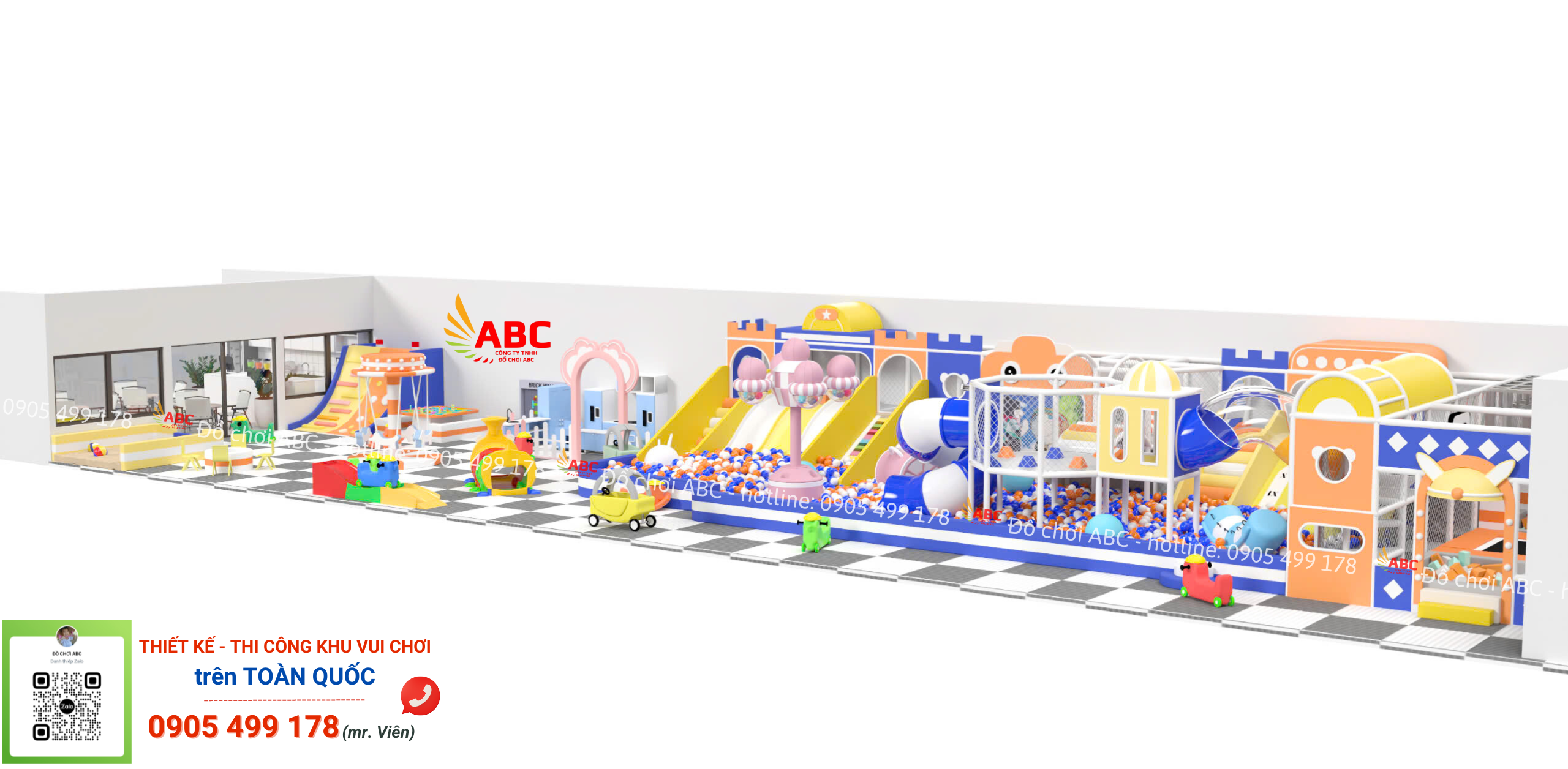 Thiết kế khu vui chơi trẻ em trong nhà có kích thước 9x39m