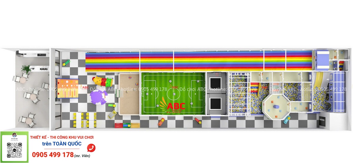 Mẫu thiết kế khu vui chơi nhiều lứa tuổi có kích thước 9x38m