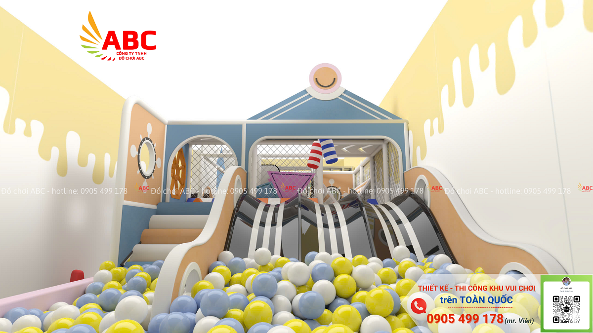Nhà liên hoàn 2 tầng với hàng loạt trò chơi vận động hấp dẫn