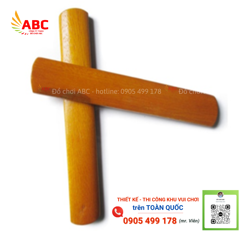 Phách gõ gỗ (Cặp): Gồm 2 thanh bằng gỗ được dán hoa văn decal màu