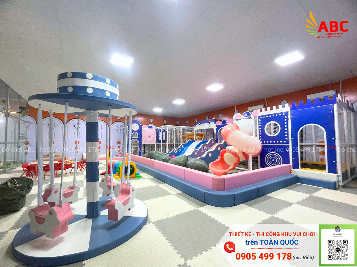 Đu quay ngựa với tone màu hồng, xanh pastel siêu dễ thương