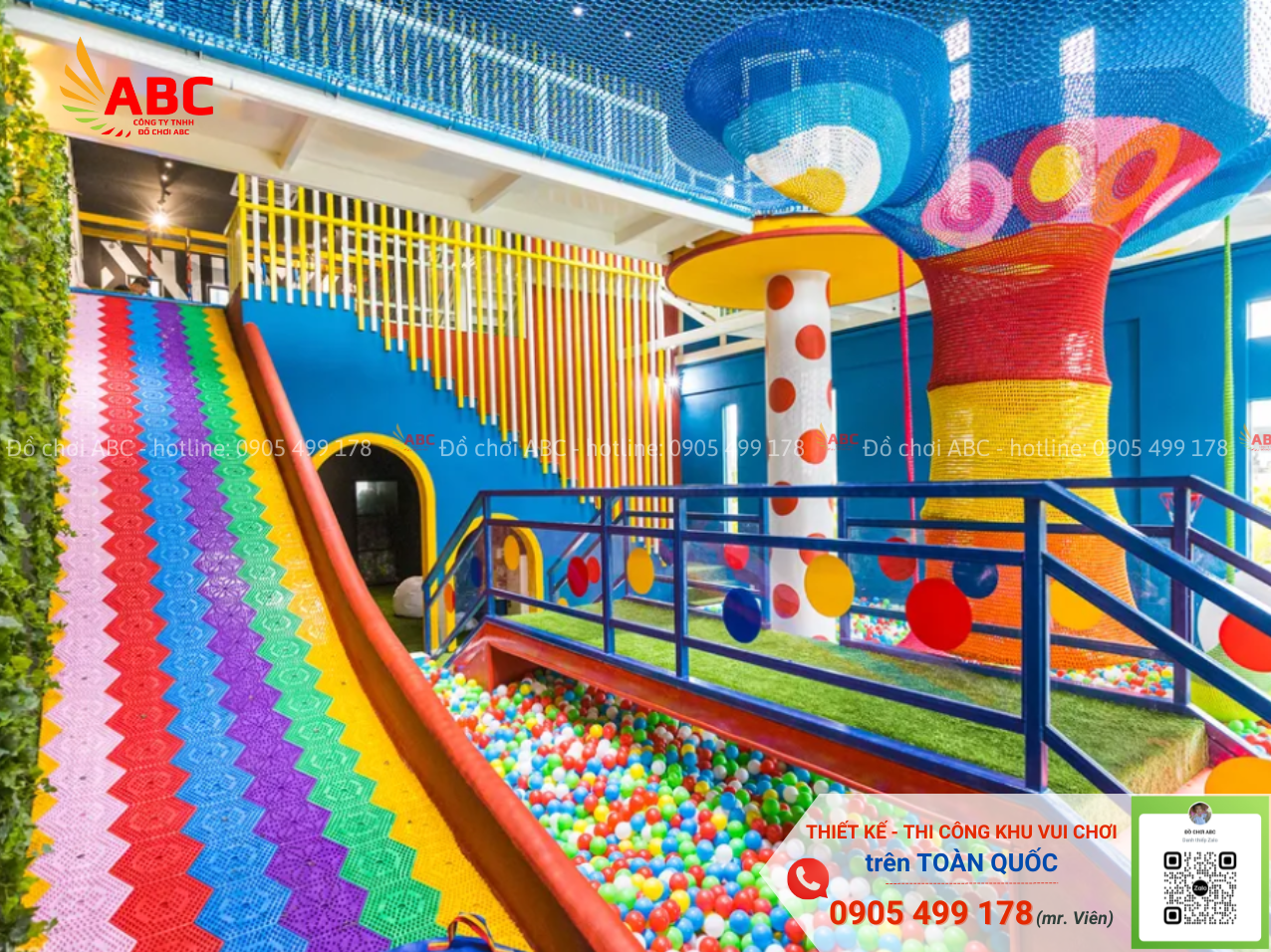 Cầu trượt bi lăn trong khu vui chơi trẻ em cực kỳ thú vị