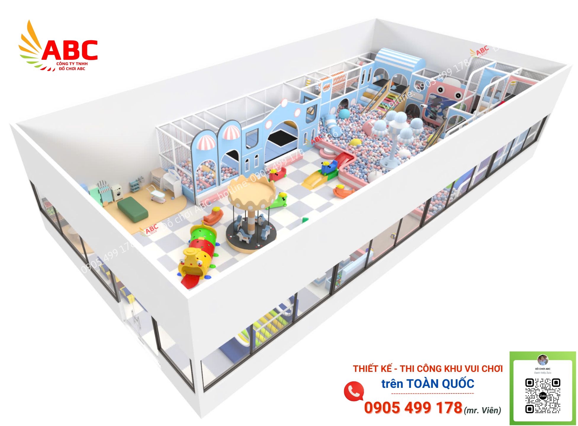 Tổng quan mẫu Thiết Kế Khu Vui Chơi Trẻ Em Trong Nhà Bắc Giang