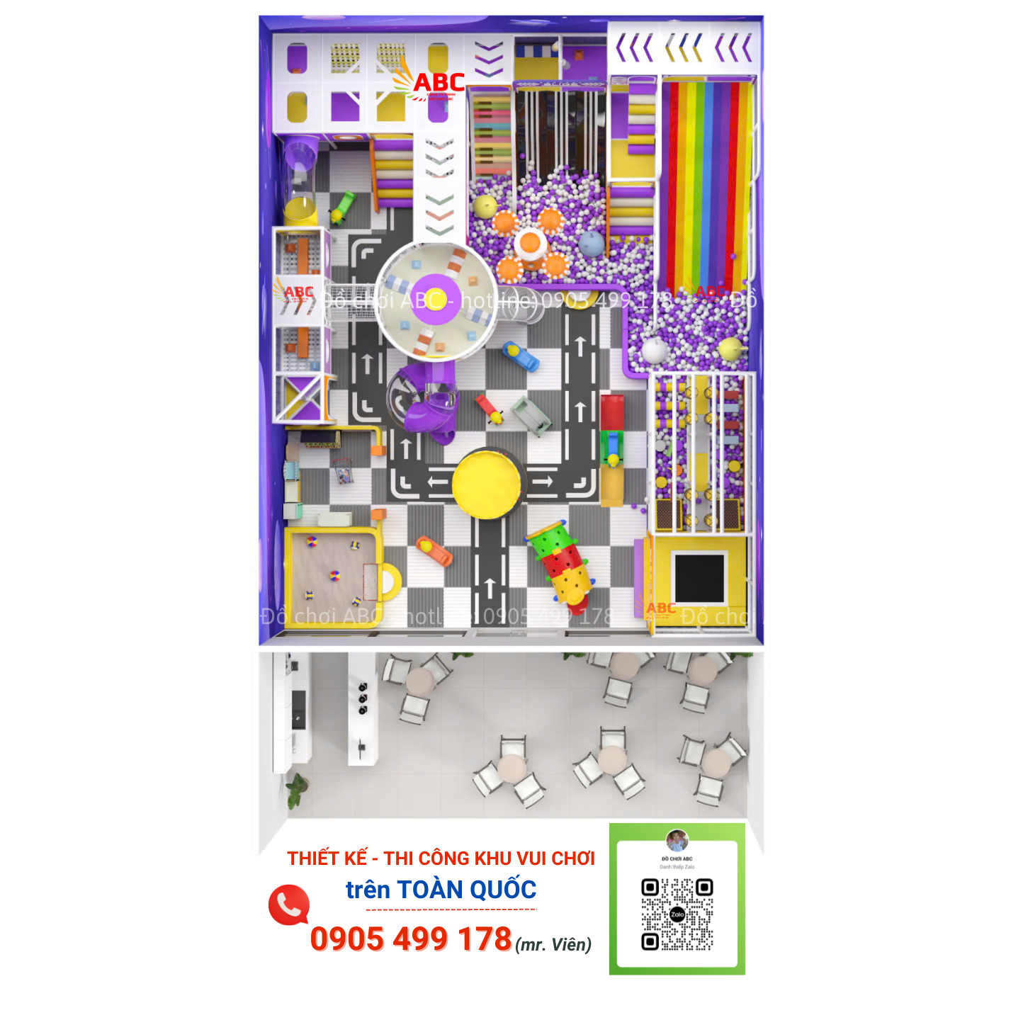 Thiết kế khu vui chơi liên hoàn vũ trụ có kích thước 12x20m