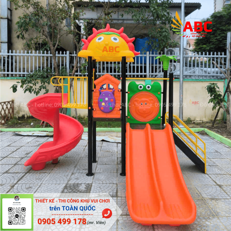 Bộ liên hoàn cầu trượt ngoài trời cho bé