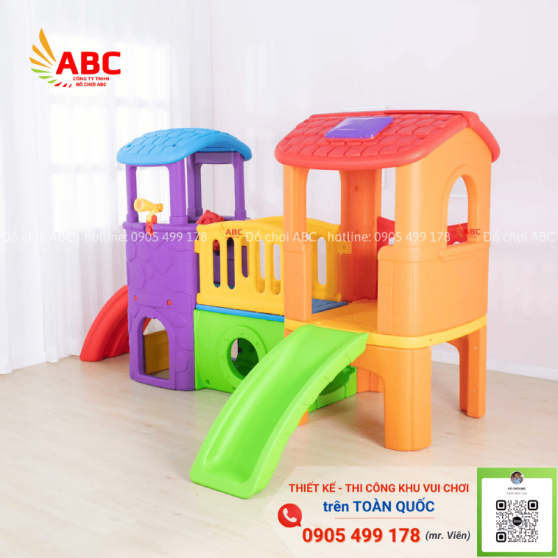 Nhà liên hoàn cầu trượt 2 khối