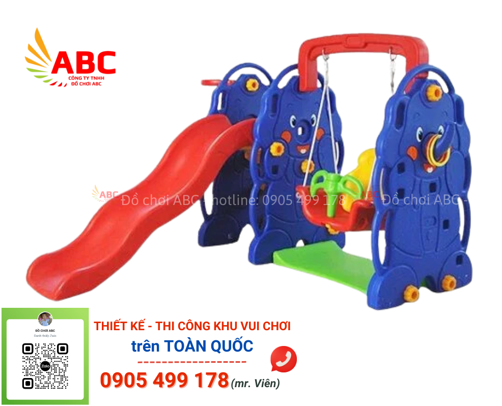 Cầu trượt xích đu bóng rổ hình con voi