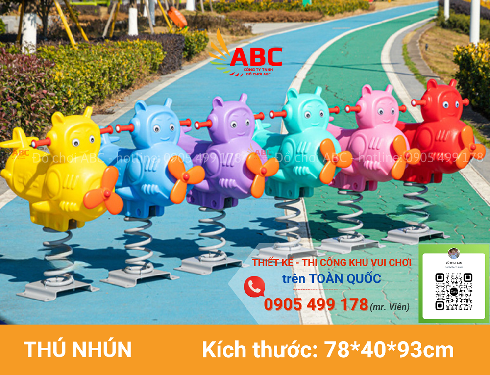 Thú nhún lò xo được làm từ chất liệu nhựa HDPE hoặc composite bền bỉ