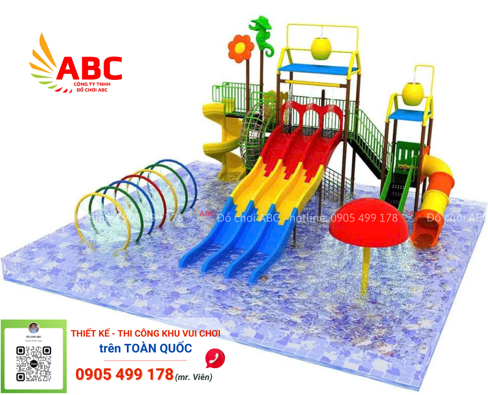 Cầu trượt liên hoàn hồ bơi cho trẻ em - Thiết bị công viên nước