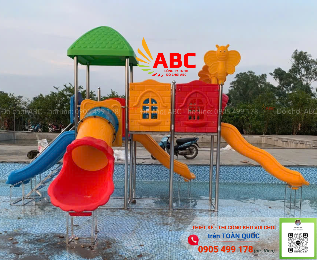 Lắp đặt cầu trượt liên hoàn cho hồ bơi