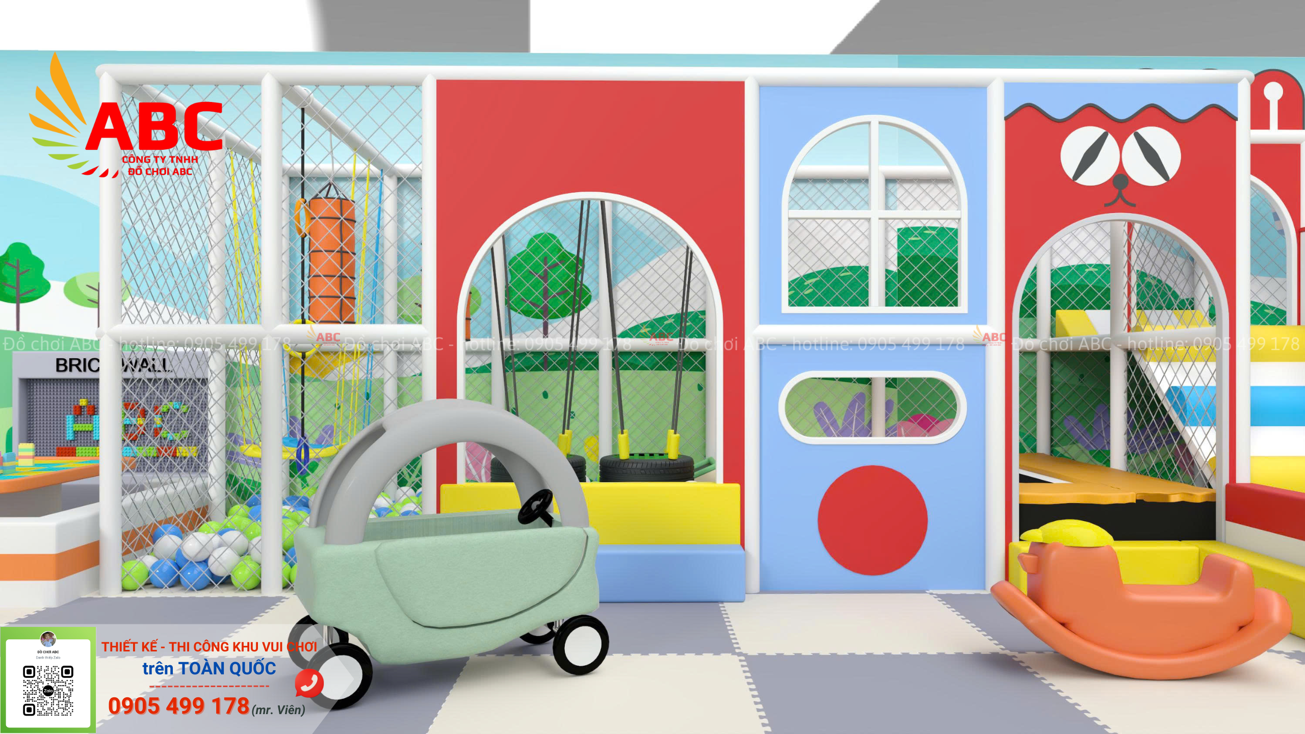 Khu vận động sasuke cùng sàn nhún trampoline được thiết kế 14m2