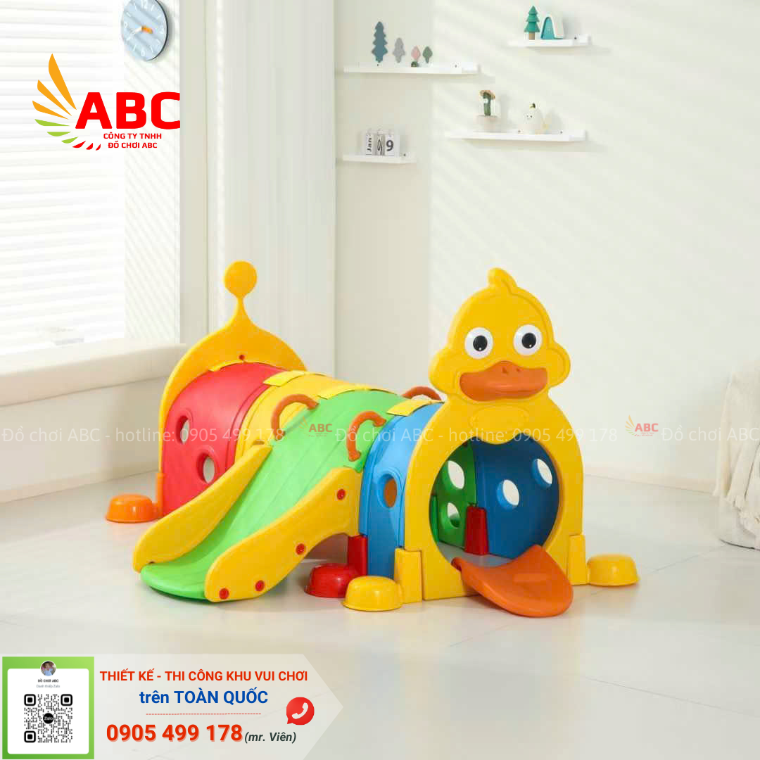 Hầm chui hình con vịt có cầu trượt - Đồ chơi mầm non