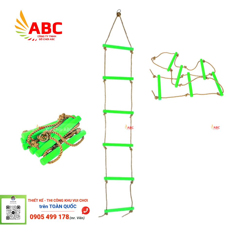 Thang leo được bằng nhựa LLDPE và nối với nhau bằng dây thừng