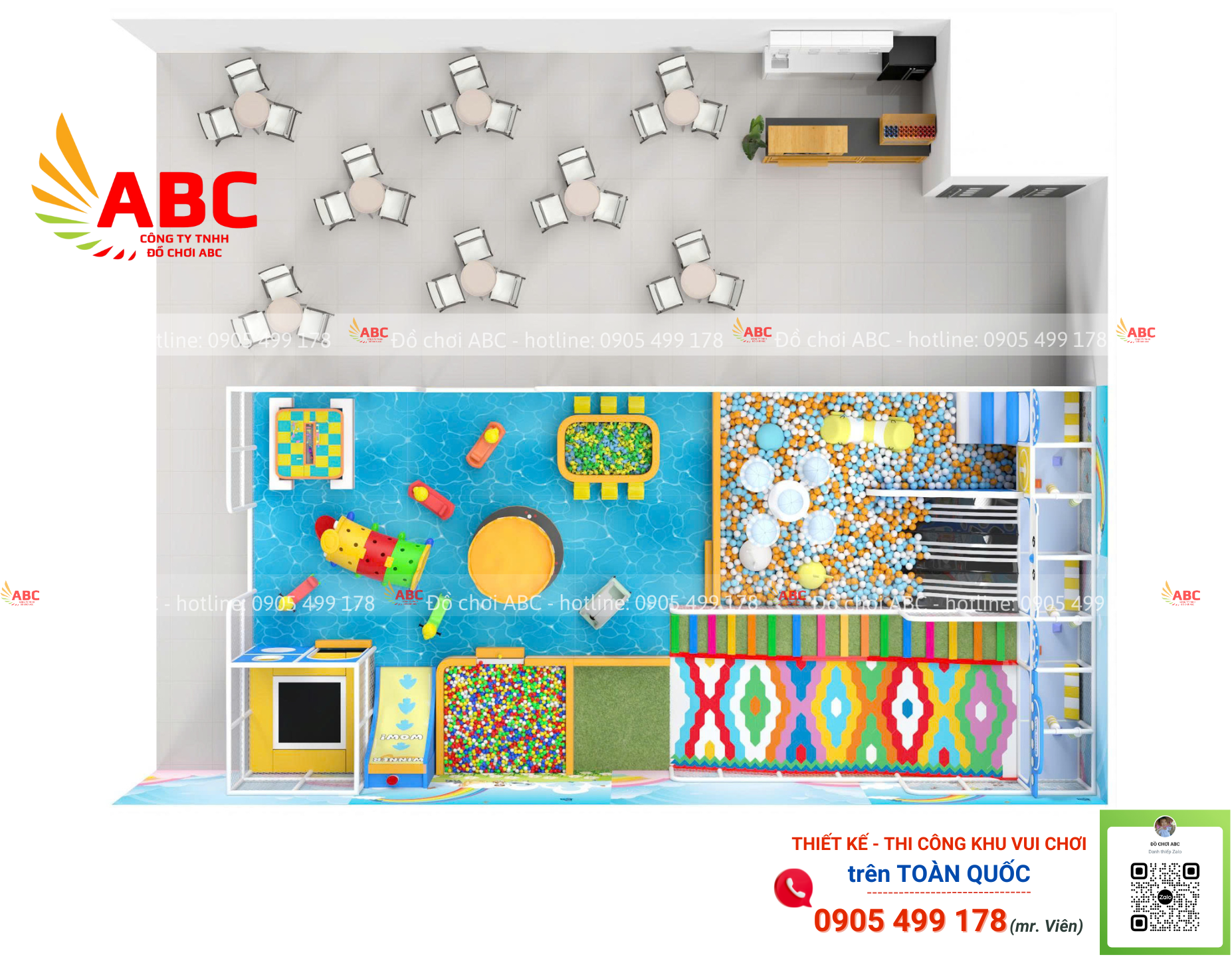 Hình ảnh tổng thể khu vui chơi trẻ em kids cafe