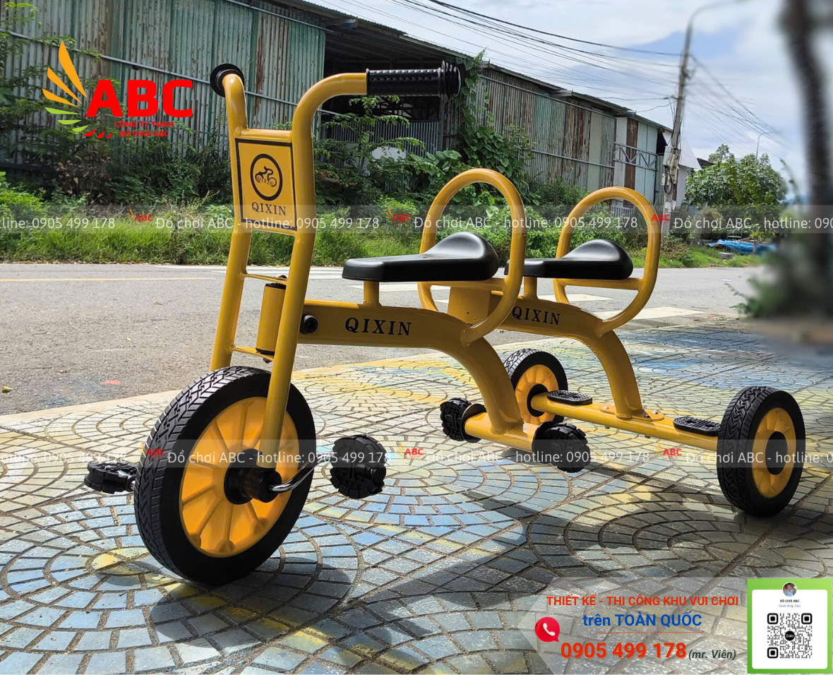 Xe đạp 3 bánh 2 chỗ ngồi cho trẻ mầm non