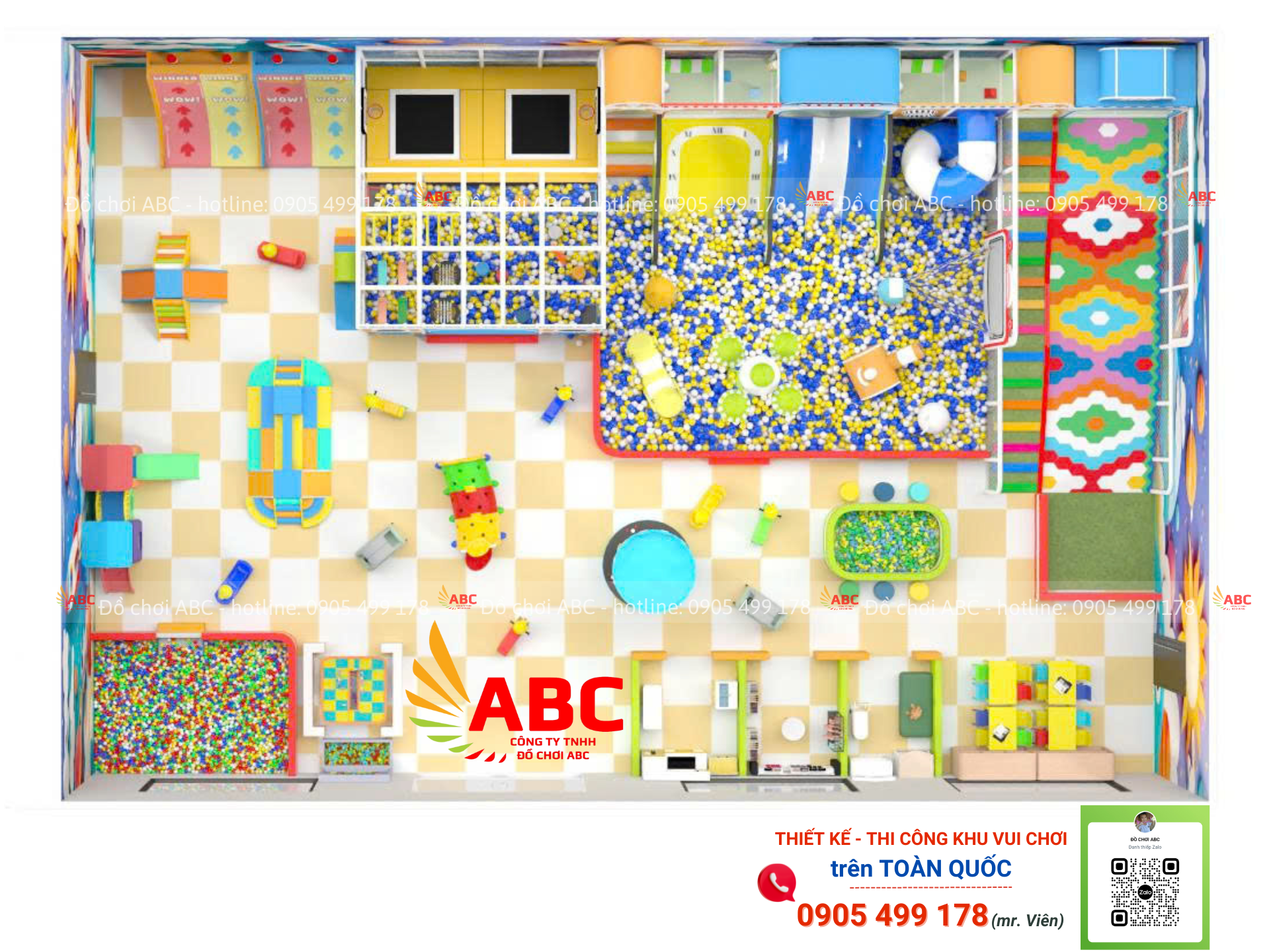 Tổng thể mẫu thiết kế khu vui chơi trẻ em 360m2