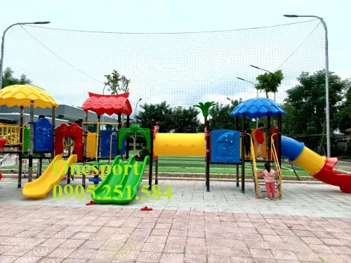 Bộ liên hoàon cầu trượt mầm non ngoài trời Onesport (1)