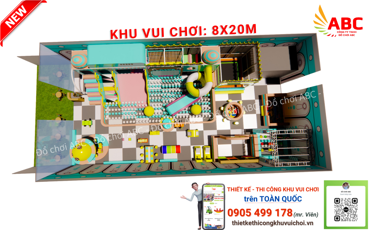 Mẫu thiết kế khu vui chơi 8x20m