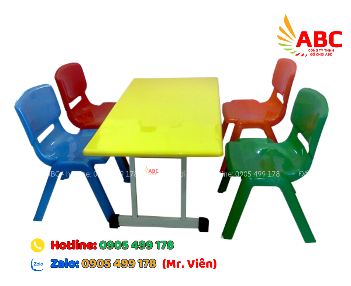 Bàn ghế mầm non nhập khẩu chân vuông