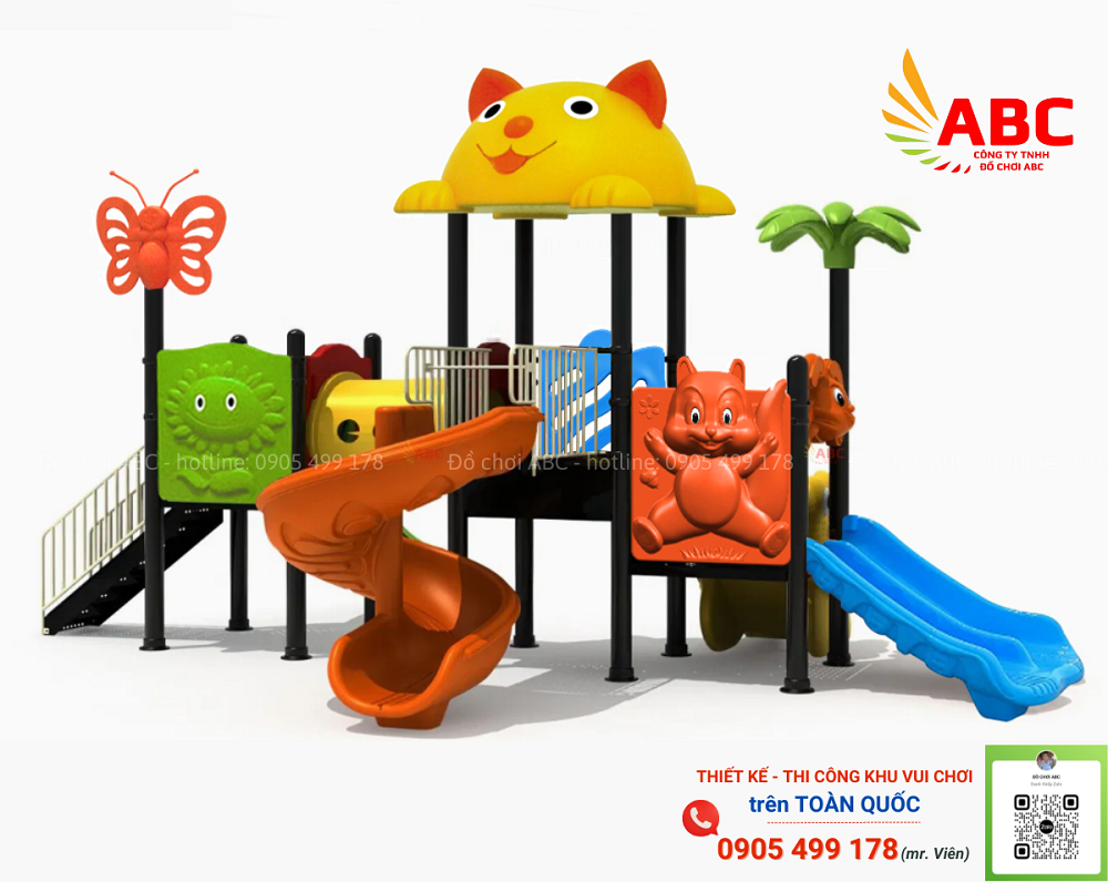 Cầu trượt liên hoàn 3 khối ống chui