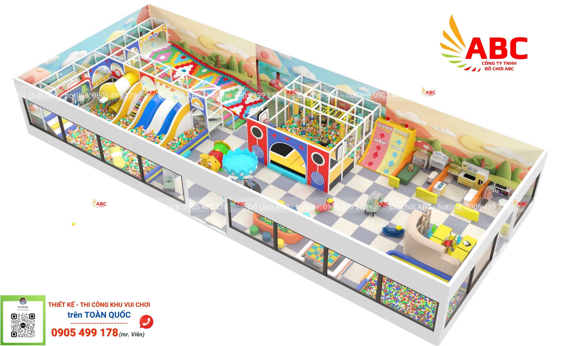 Mô hình thiết kế Khu Vui Chơi 300m2 Hiện Đại - Tối ưu