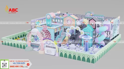 Mẫu khu vui chơi trẻ em liên hoàn Pastel 200m2