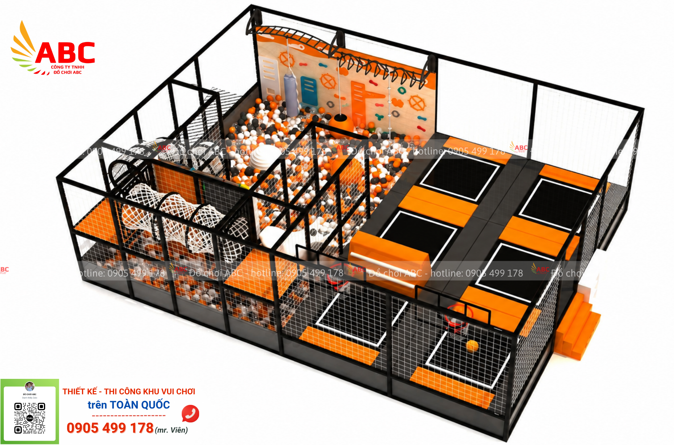 Mẫu thiết kế khu vui chơi trẻ em trong nhà 65m²