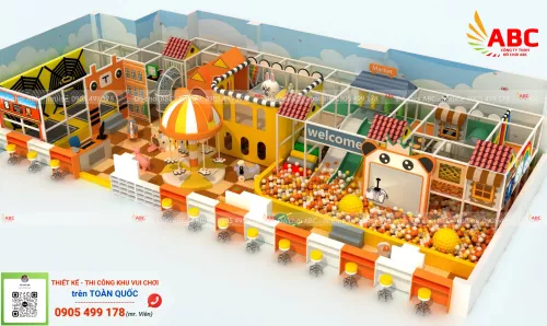 Mẫu Thiết Kế Khu Vui Chơi Trẻ Em 170m2 Tone Cam Rực Rỡ
