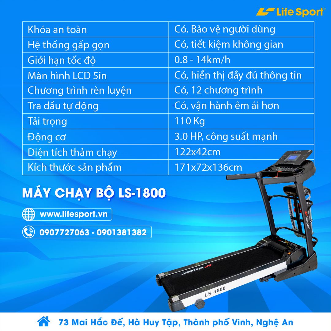 Máy chạy bộ Lifesport LS-1800