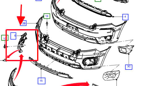 Tai gài cản trước Ford Ranger 2018 2021 chính hãng