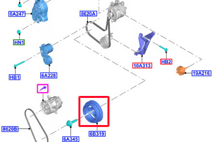 Puly trục cơ Ranger Everest 2023 chính hãng