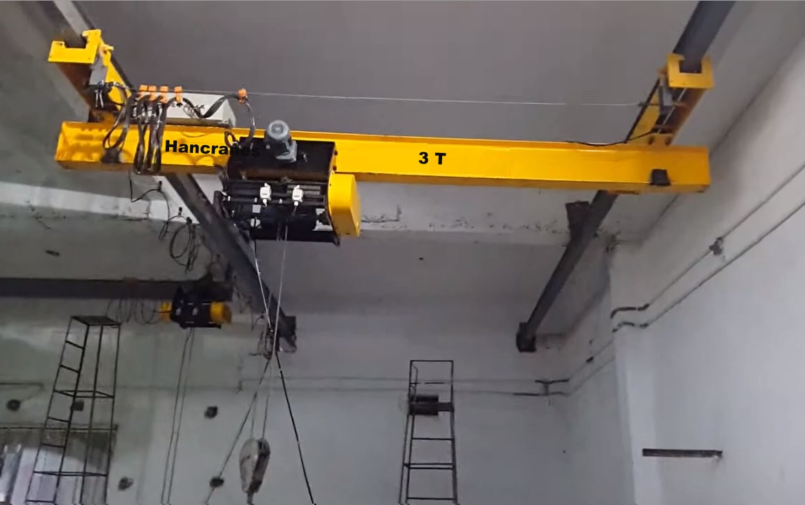 Cầu trục P=3 Tấn, Hệ khung di động chiều dài 2,9m, chiều cao nâng 6,5m