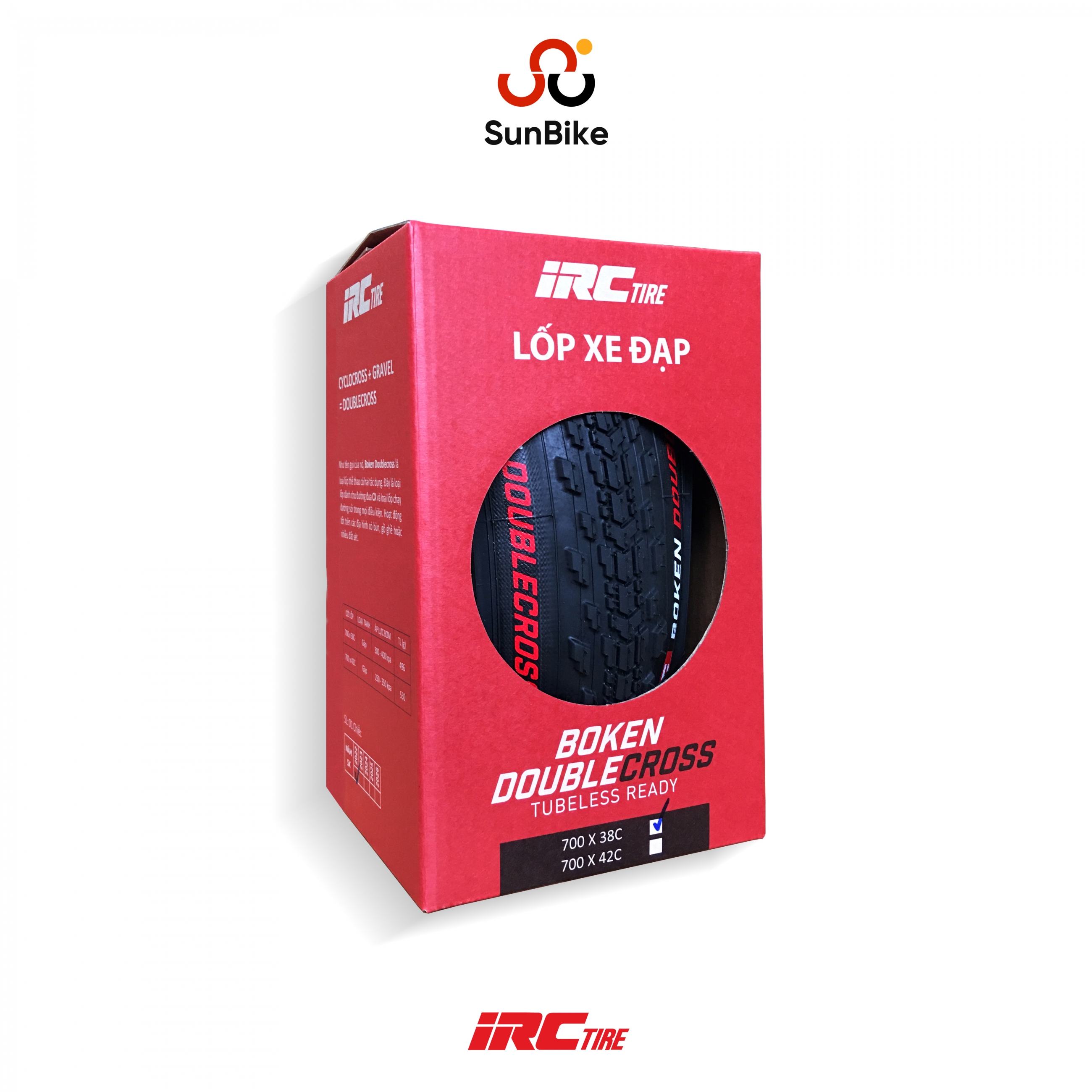 Lốp IRC Boken DoubleCross Kevlar 700x38C Tubeless