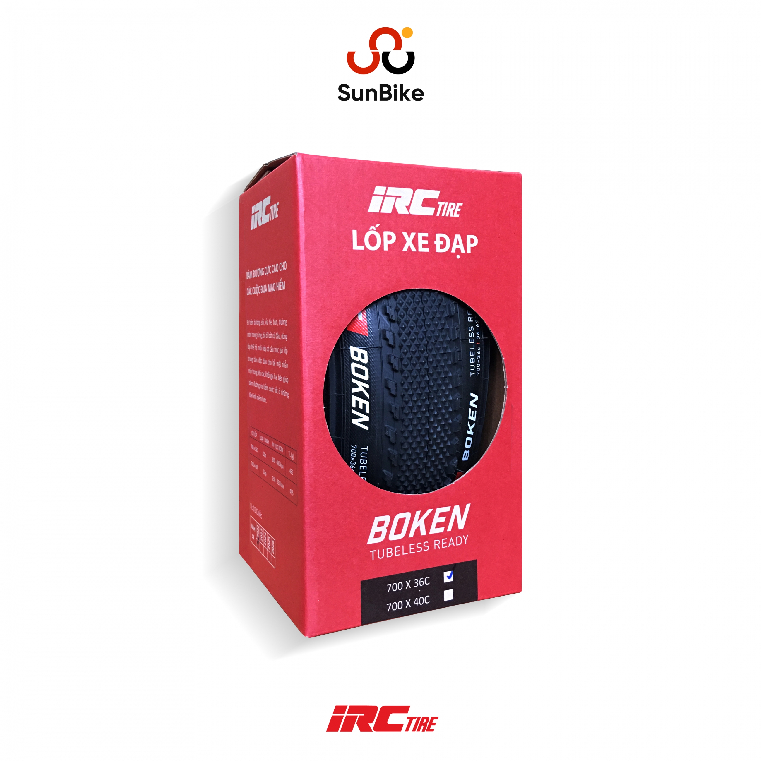 Lốp IRC Boken Kevlar 700x36C Tubeless