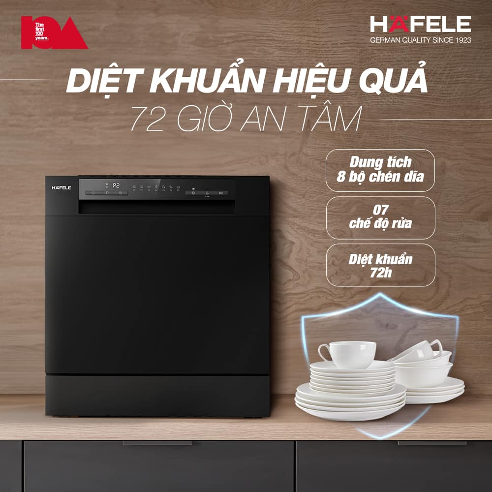 Diệt Khuẩn Hiệu Quả - 72 Giờ An Tâm ​cùng máy rửa chén Hafele 538.21.340 HDW-T5551B