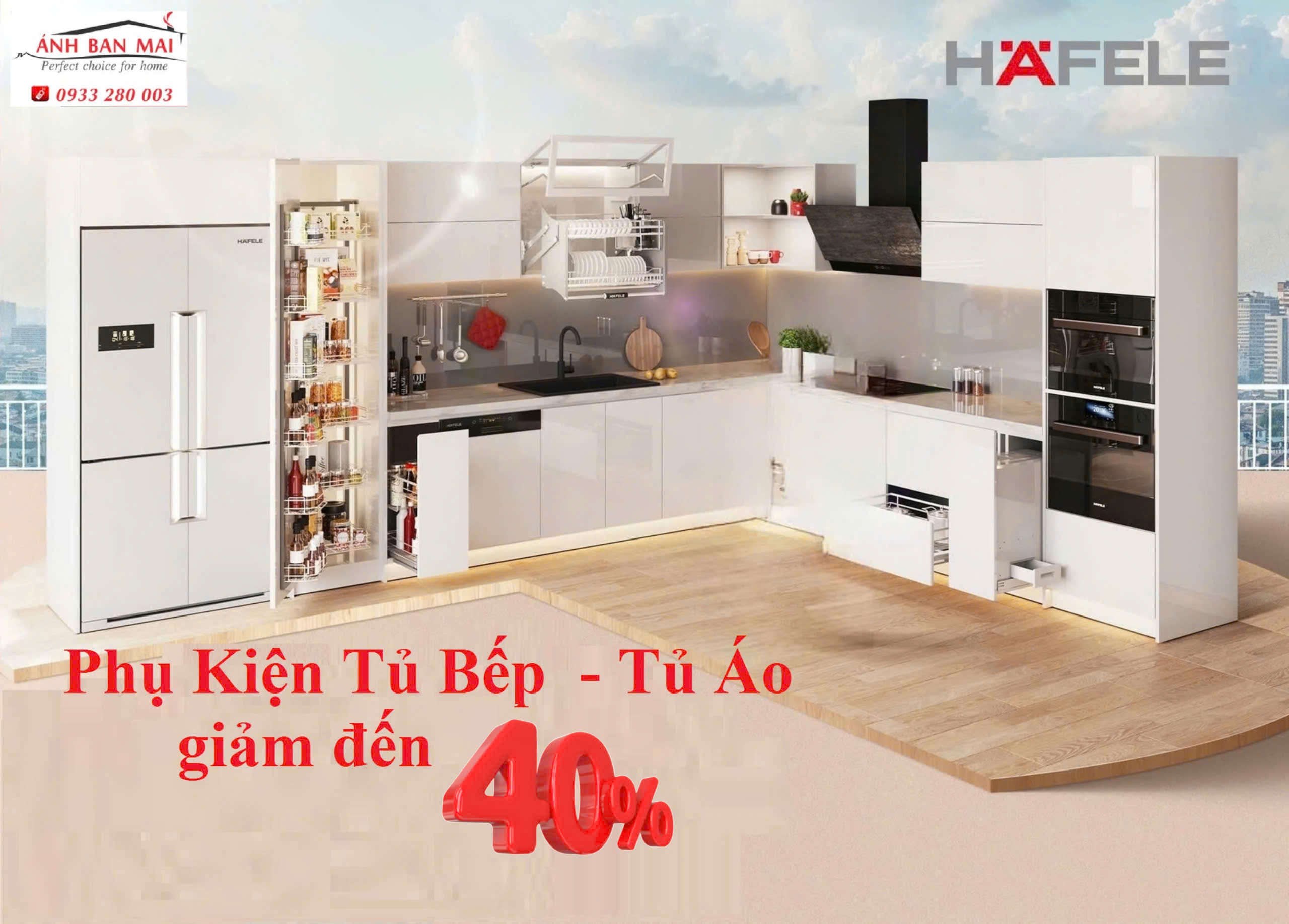 Phụ kiện tủ áo, tủ bếp giảm đến 40%